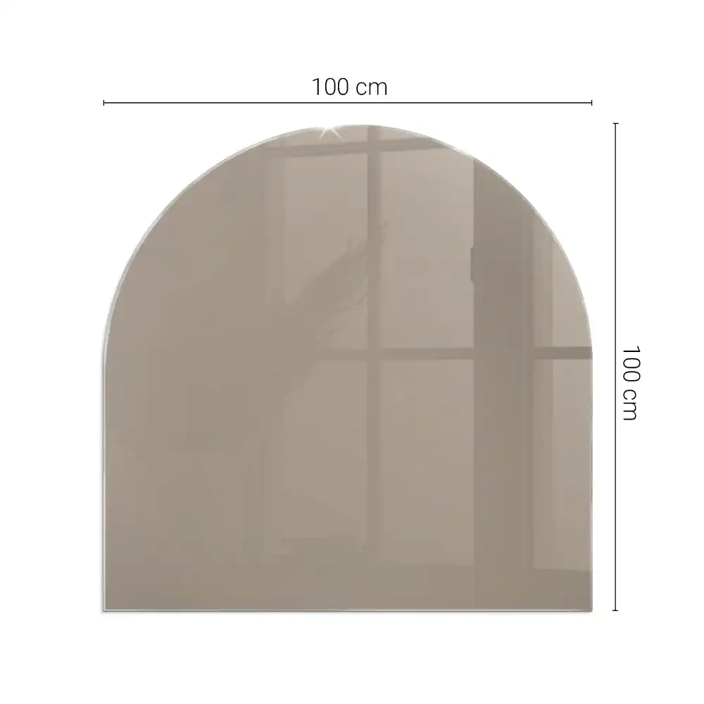 Půloválné sklo před krbovou vložku v hnědé barvě