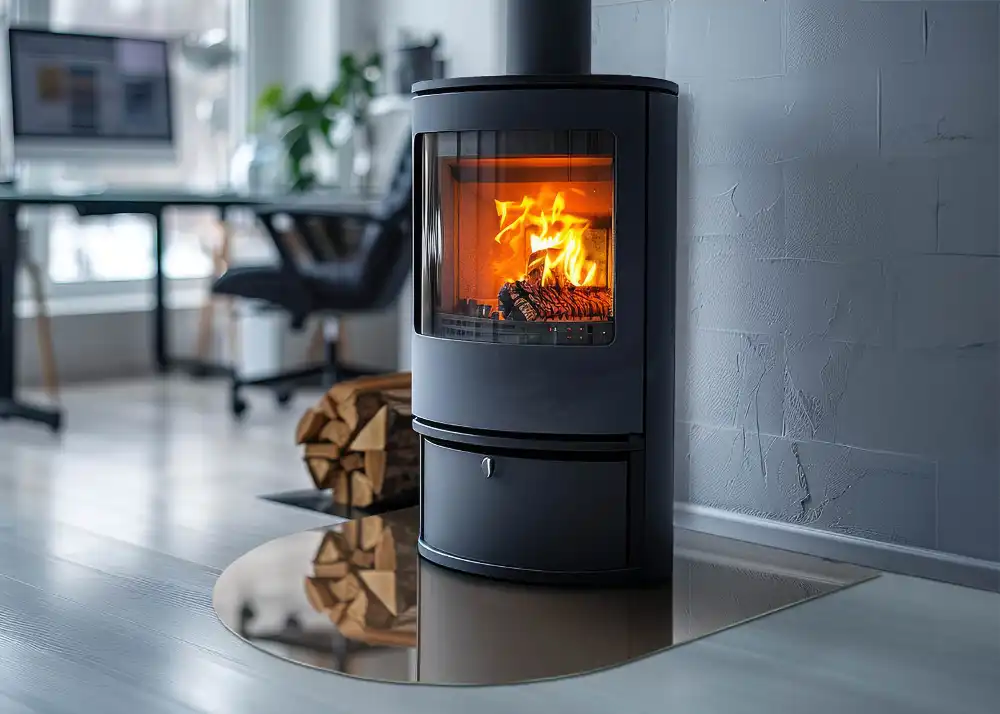 Půloválná nehořlavá podložka pod kamna hnědá barva