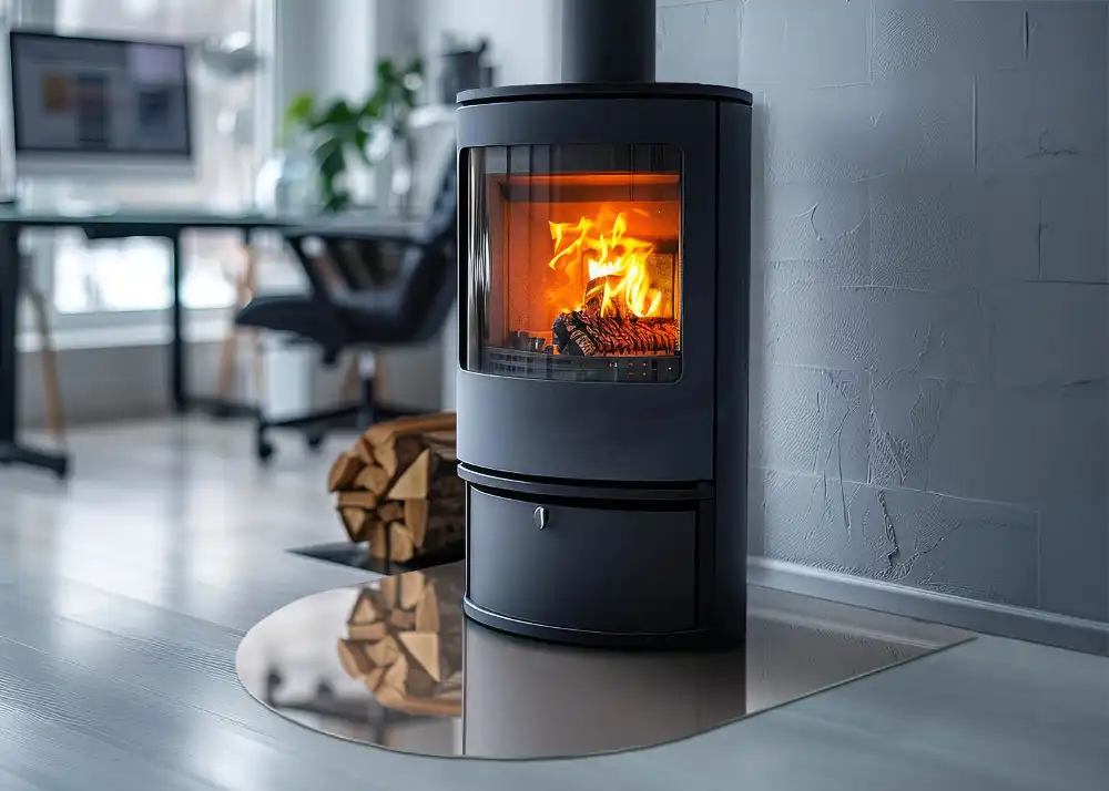 Půloválné sklo pod krb světle hnědá barva