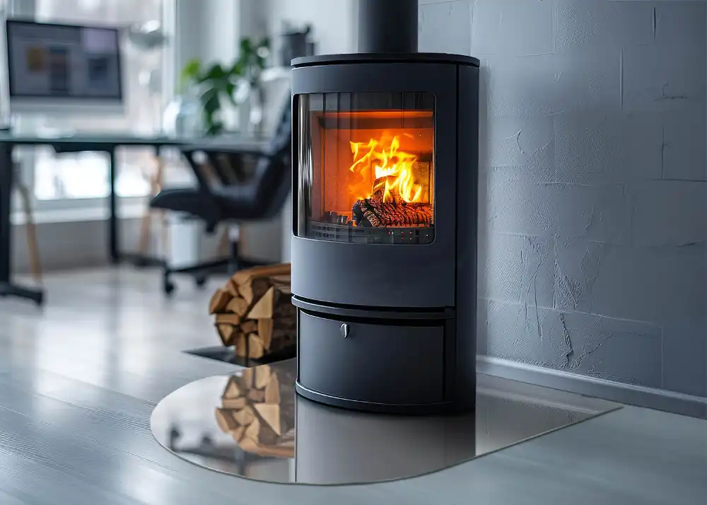 Půloválné sklo před krbovou vložku šedá barva