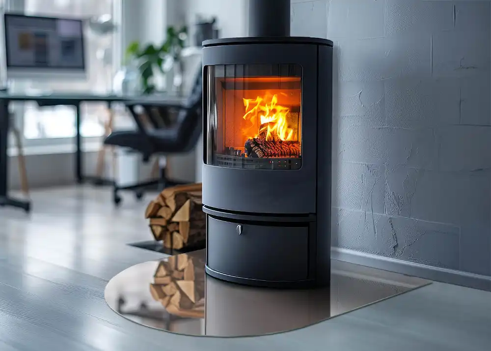 Půloválná nehořlavá podložka pod kamna světle hnědá barva