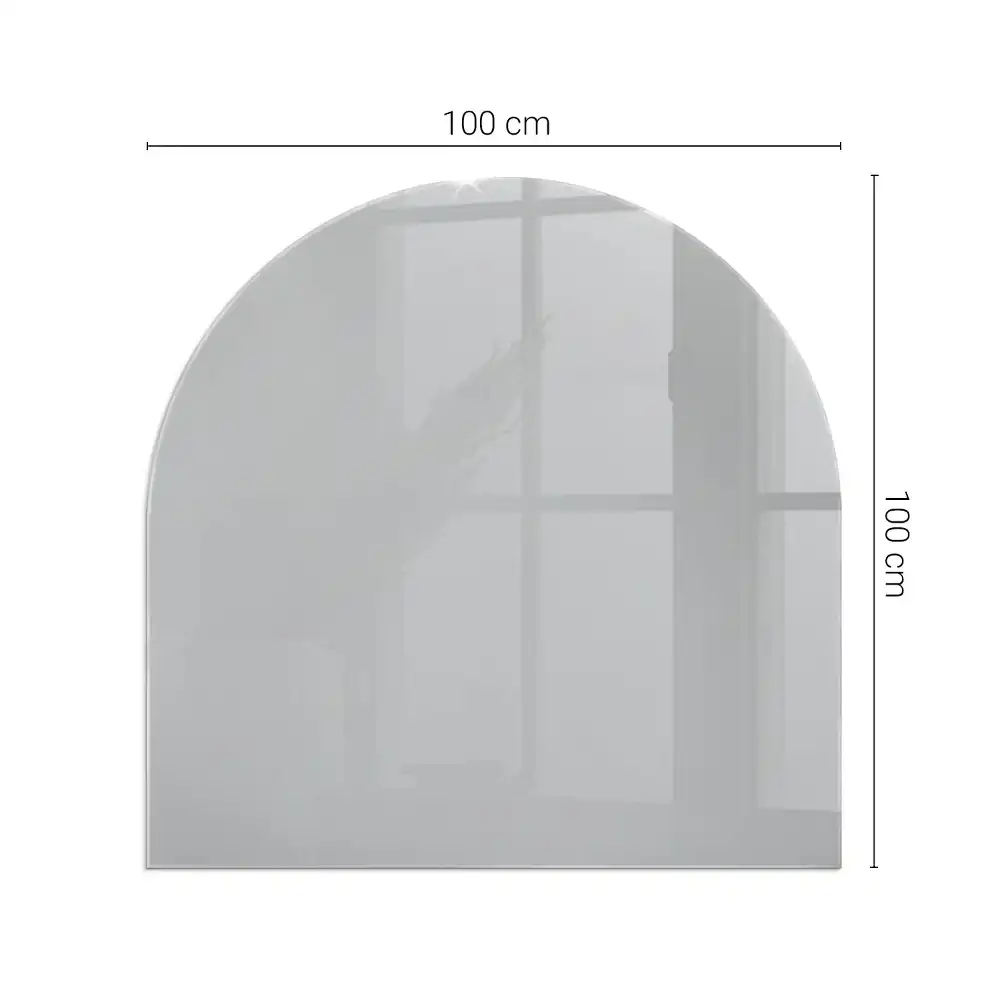 Půloválné sklo pod krb v světle šedé barvě