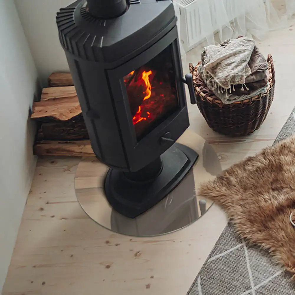 Kulaté tvrzené sklo pod krbová kamna béžová barva
