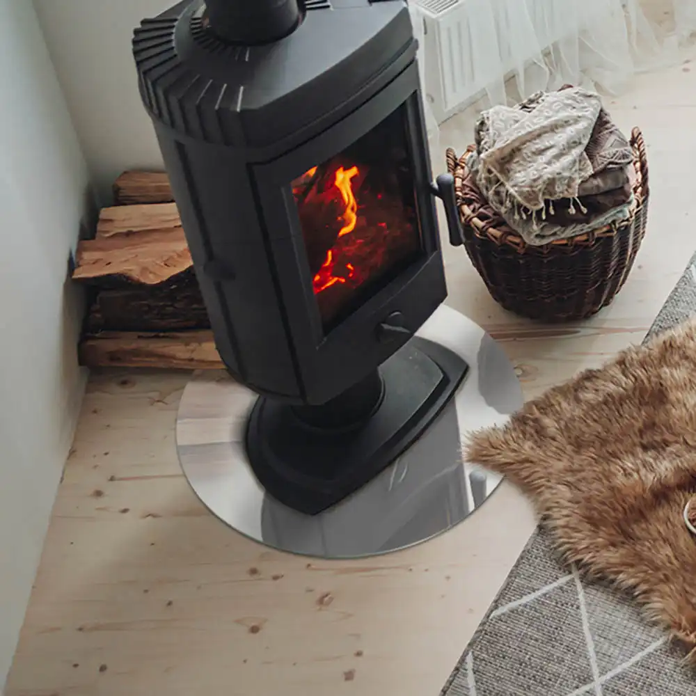 Kulaté tvrzené sklo pod krbová kamna slonovinová barva