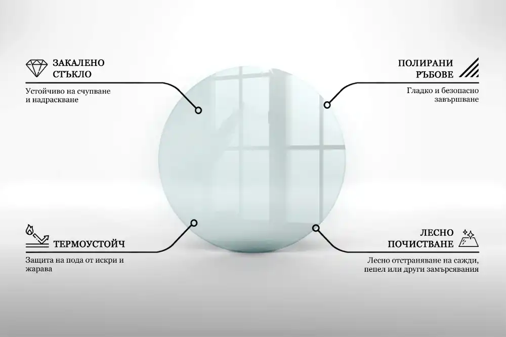 Kulatá skleněná podložka pod krb transparentní