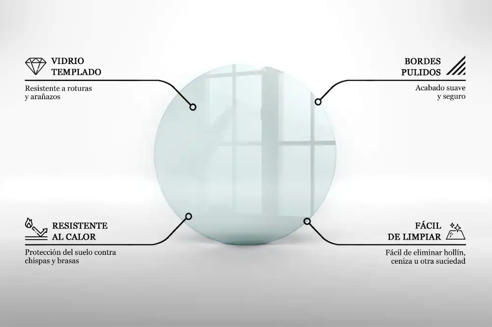 Kulatá skleněná podložka pod krb transparentní