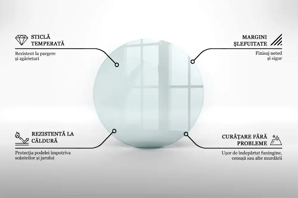 Kulatá skleněná podložka pod krb transparentní