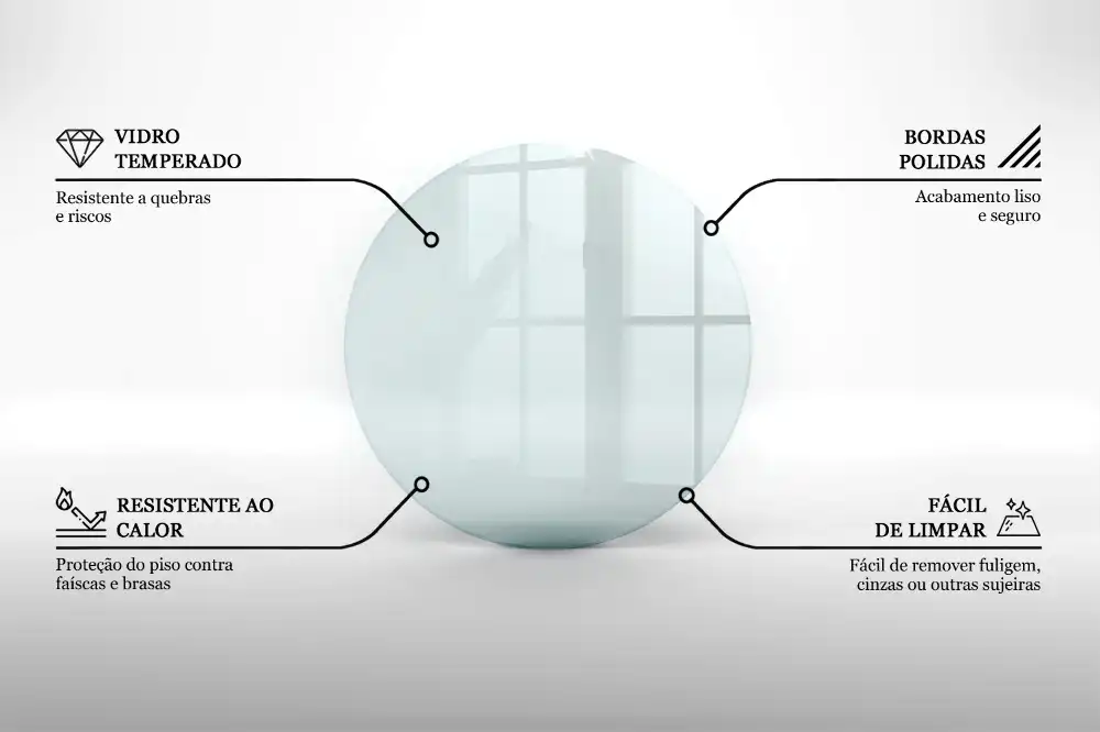 Kulatá skleněná podložka pod krb transparentní