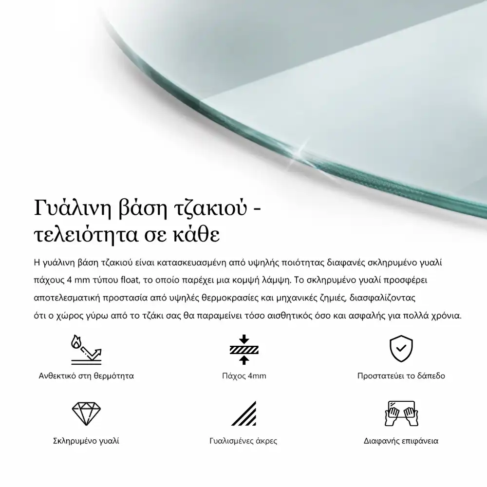 Kulatá skleněná podložka pod krb transparentní