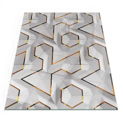 Obdélníkové sklo pod krb 3D geometrický vzor