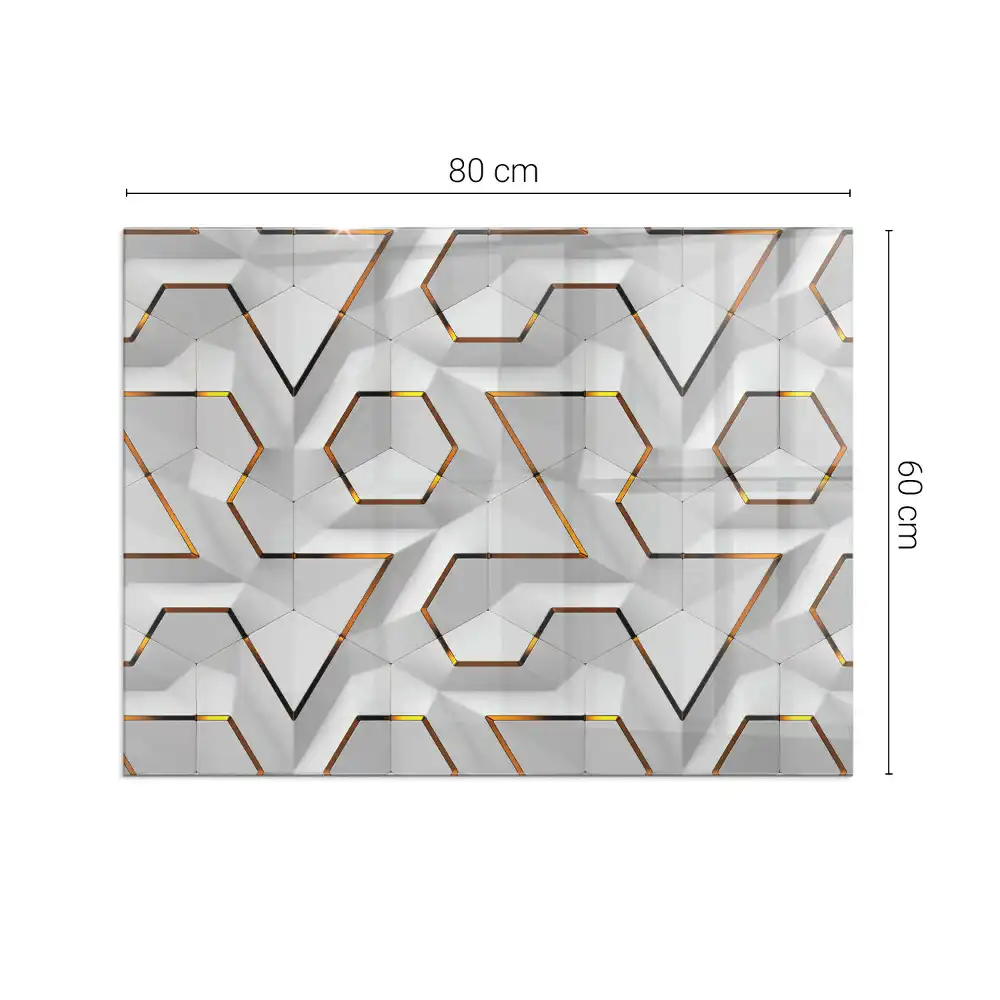 Obdélníkové sklo pod krb 3D geometrický vzor