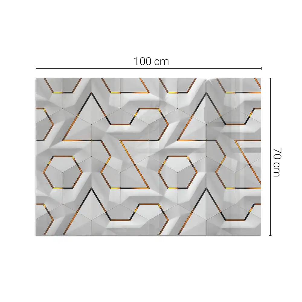 Obdélníkové sklo pod krb 3D geometrický vzor