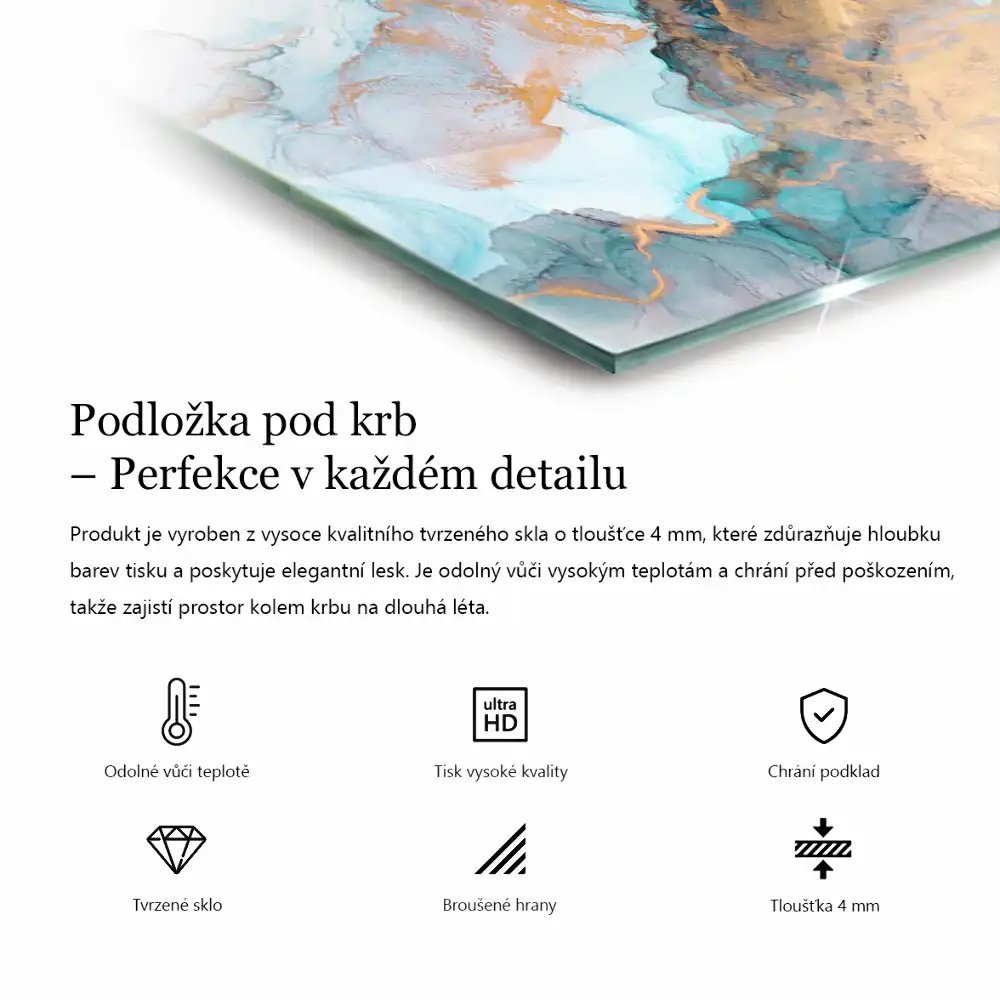 Obdélníkové sklo před kamna v mořské barvě