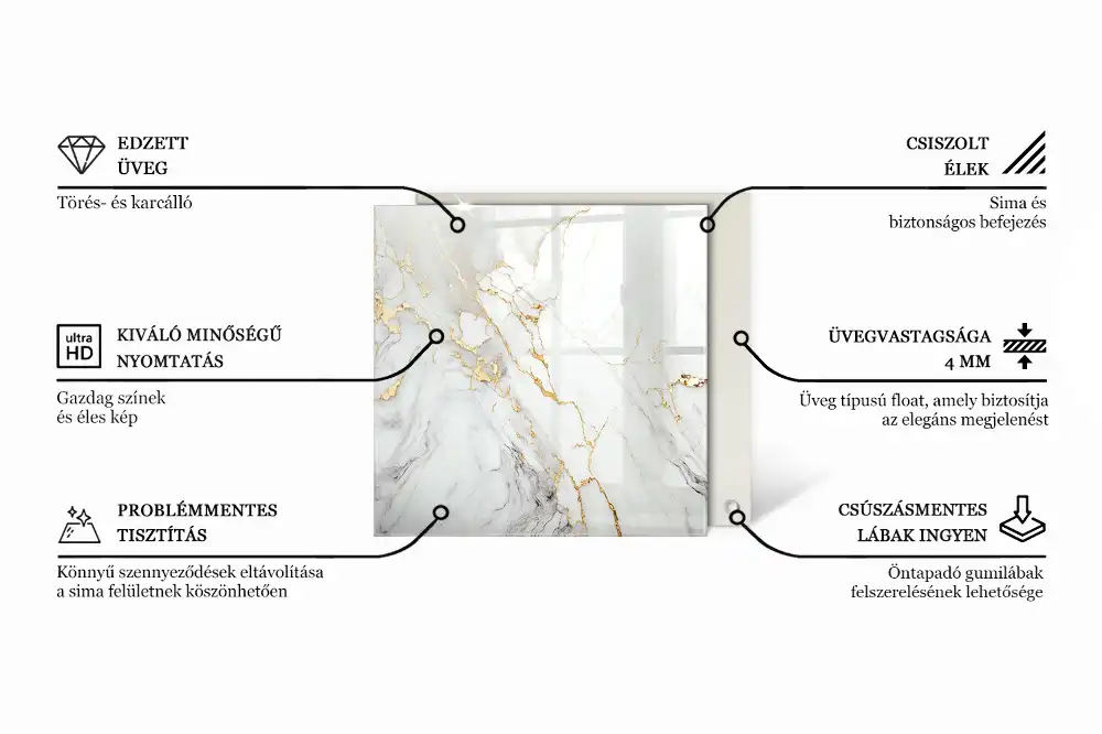 Čtvercová deska na stůl s mramorovým vzorem