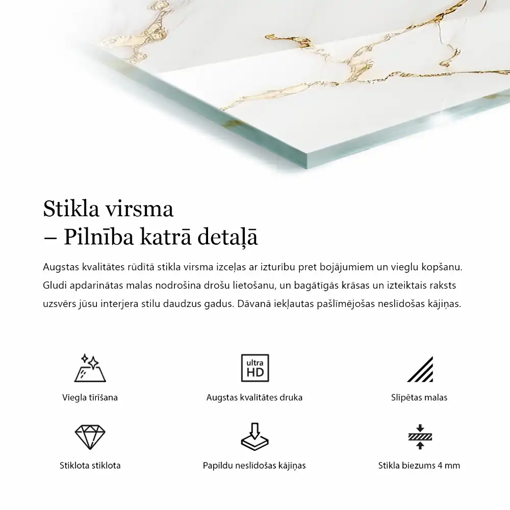 Štvorcová stolová deska s přírodním mramorovým vzorem