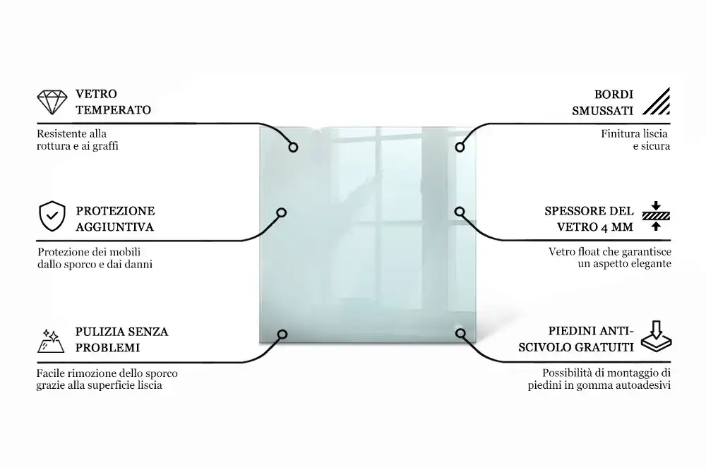 Čtvercová průhledná skleněná deska stolu