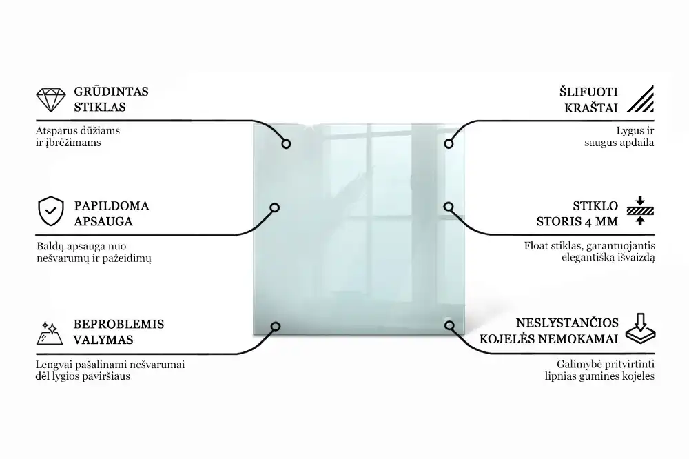 Čtvercová průhledná skleněná deska stolu