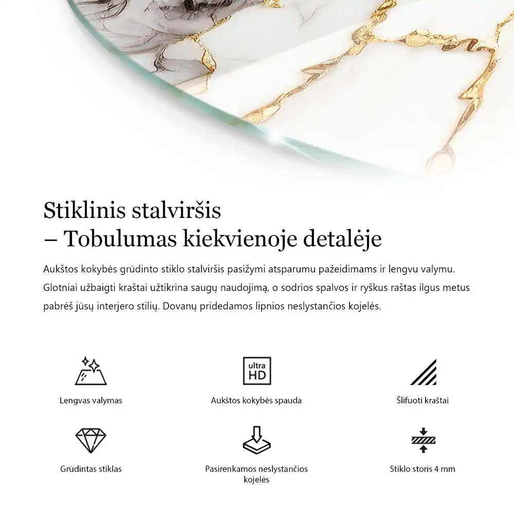 Kulatá deska na stůl s motivem mramoru