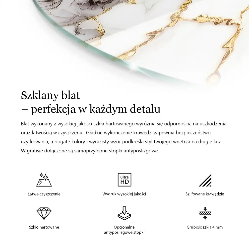 Kulatá deska na stůl s motivem inspirovaným mramorem