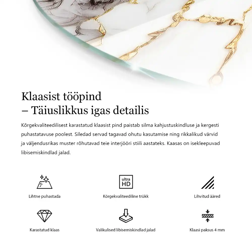 Kulatá deska na stůl s motivem inspirovaným mramorem