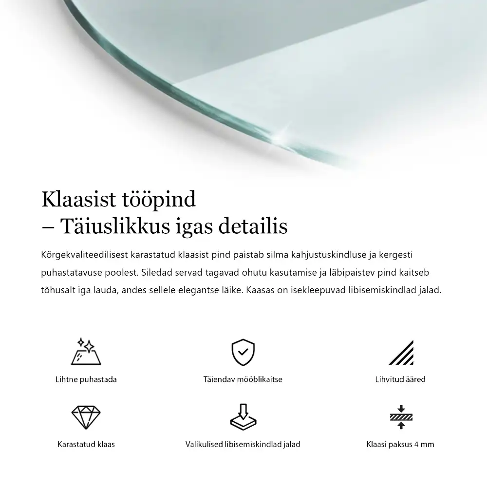 Průhledná kulatá deska na pracovní stůl