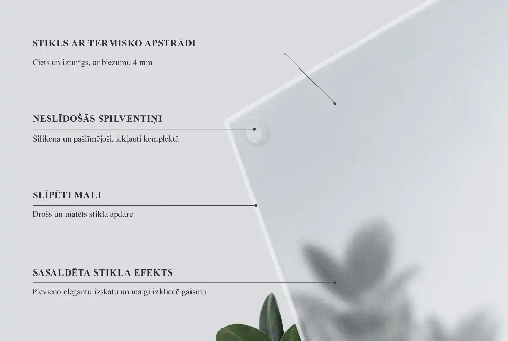 Obdélníková stolová deska s poloprůhledným povrchem