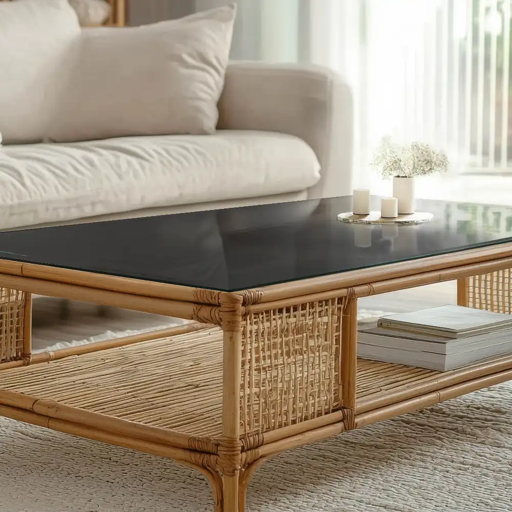 Obdélníková skleněná deska na stůl v jednotné černé barvě