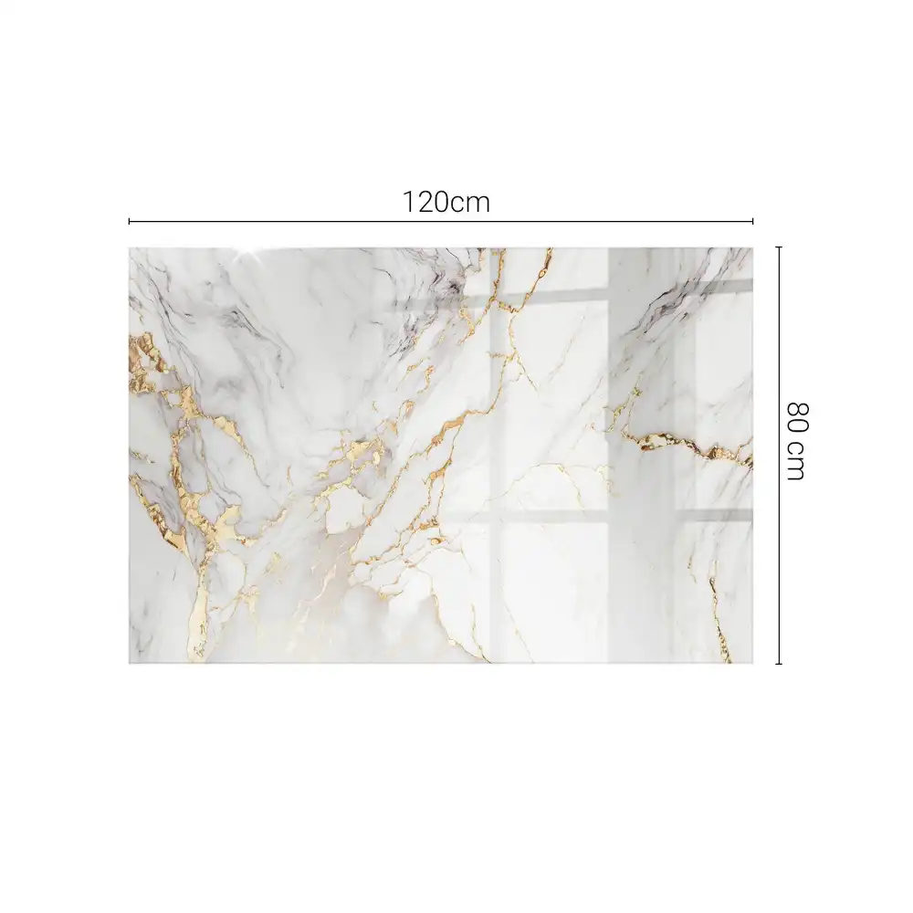 Obdélníková skleněná deska na stůl s jemnými mramorovými žilkami