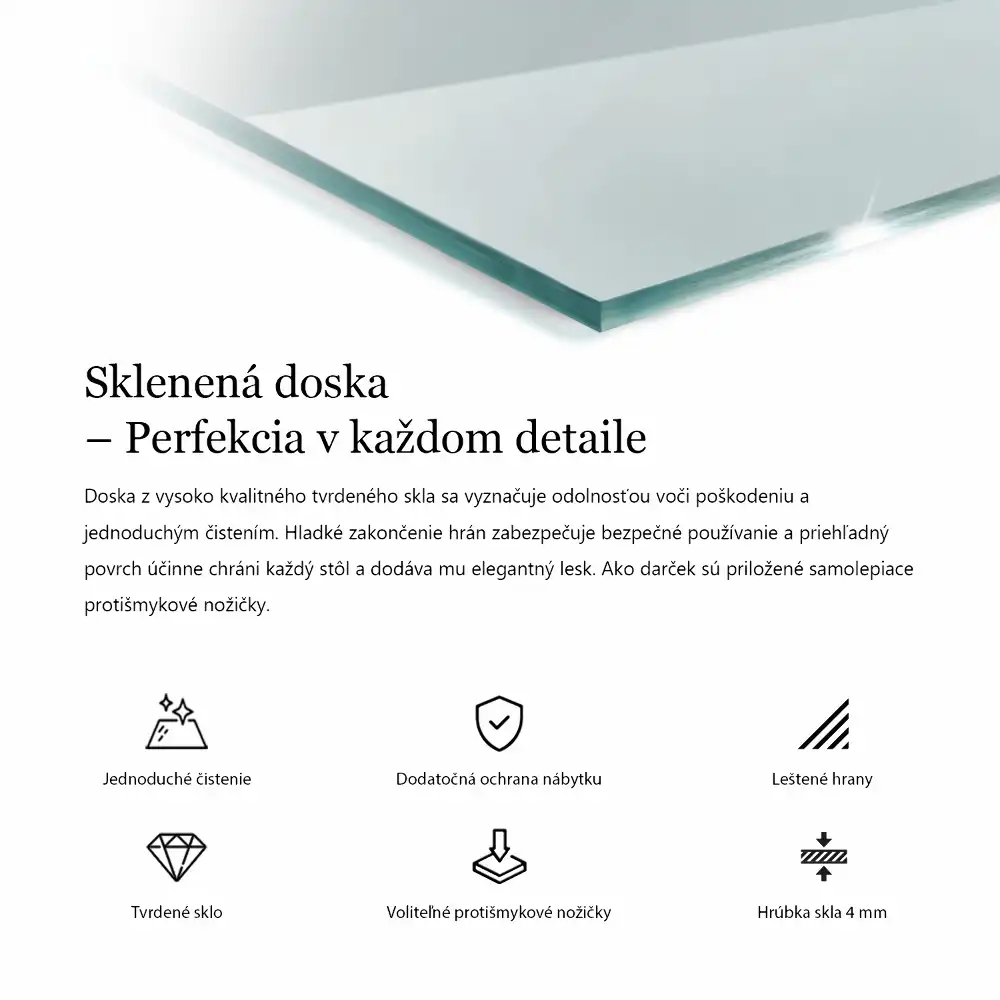 Obdélníková průhledná skleněná deska