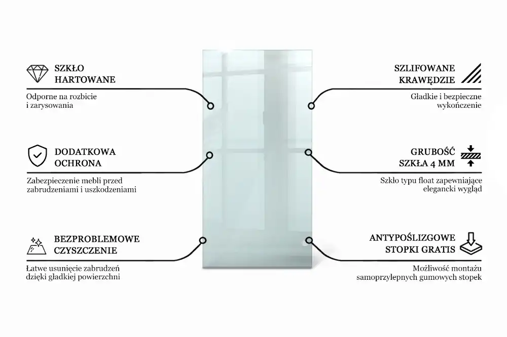 Obdélníková průhledná skleněná deska