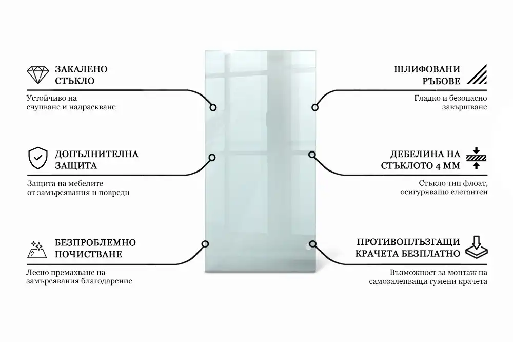 Obdélníková průhledná skleněná deska