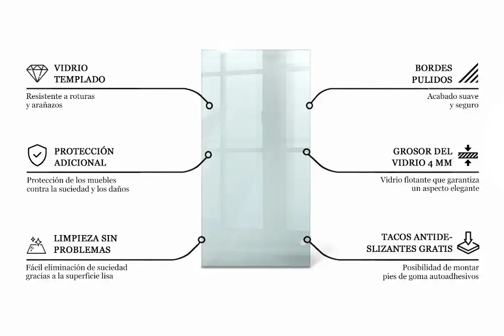 Obdélníková průhledná skleněná deska