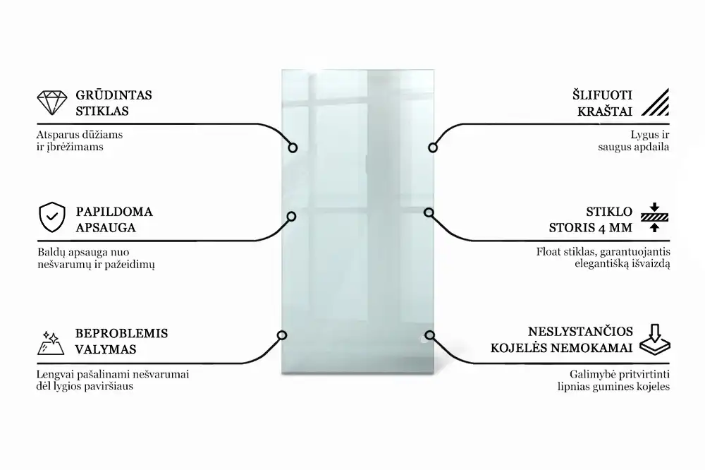 Obdélníková průhledná skleněná deska