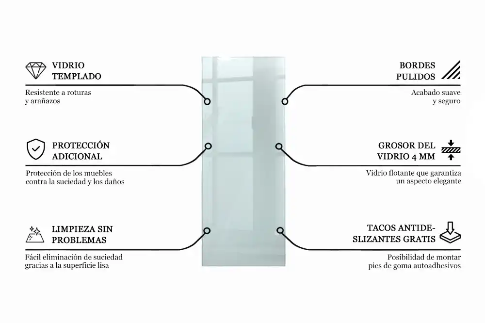 Obdélníková průhledná skleněná deska