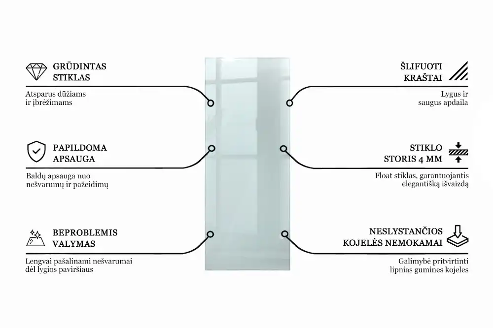 Obdélníková průhledná skleněná deska