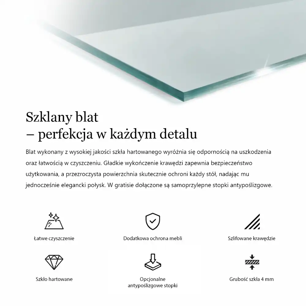Obdélníková průhledná skleněná deska