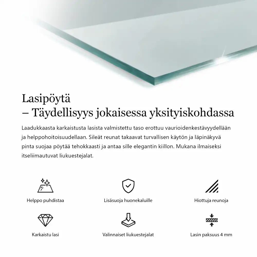Obdélníková průhledná skleněná deska