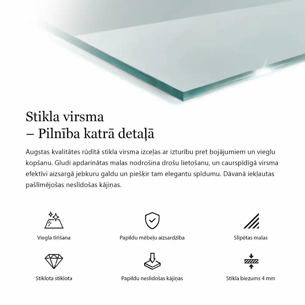 Obdélníková průhledná skleněná deska