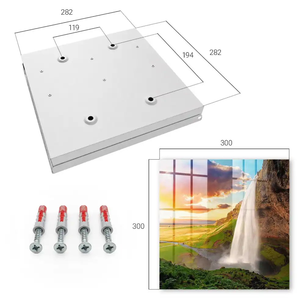 Schránka na klíče s motivem malebné krajiny s vodopádem a zelení