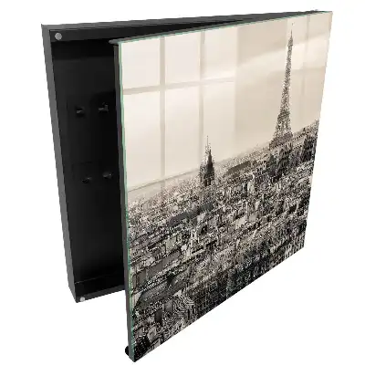Box na klíče s motivem panoramatu Paříže a Eiffelovy věže