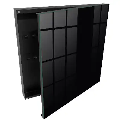 Minimalistická nástěnná skříňka na klíče s černým pozadím