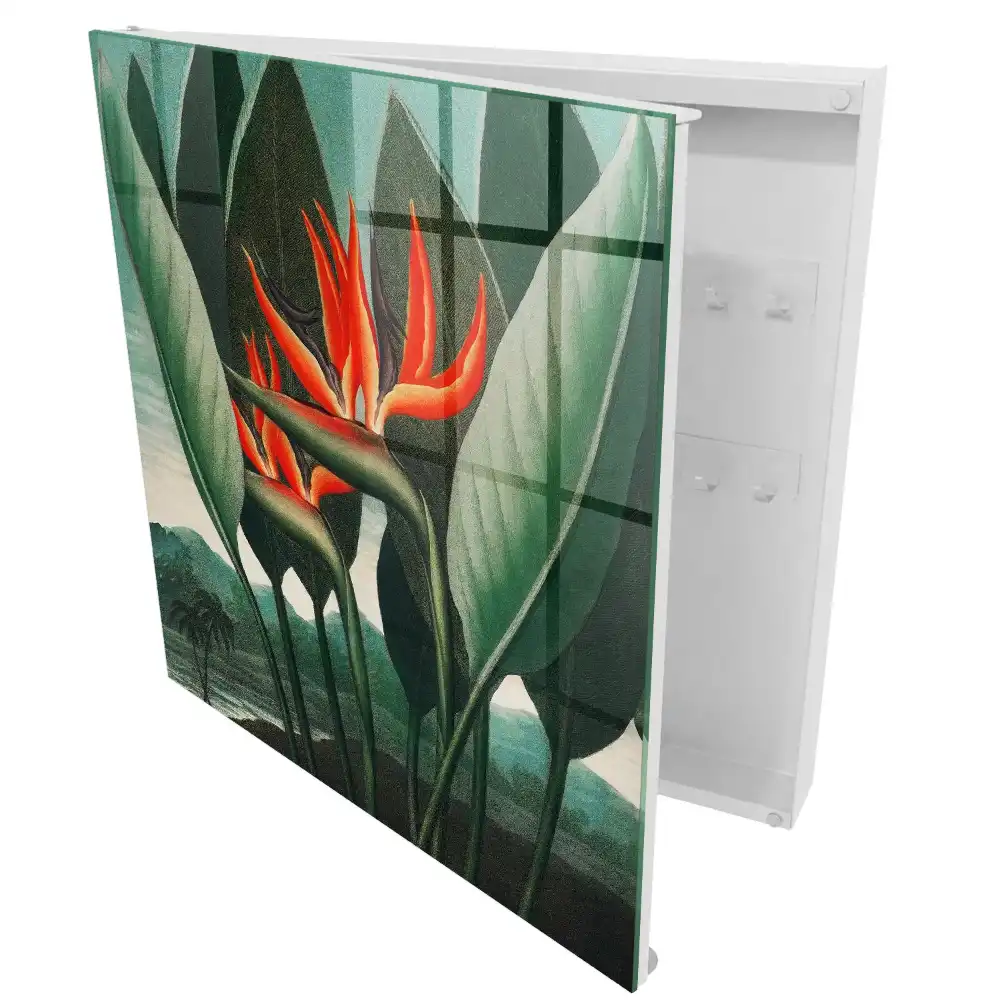 Schránka na klíče s motivem exotických rostlin ve šťavnatých barvách