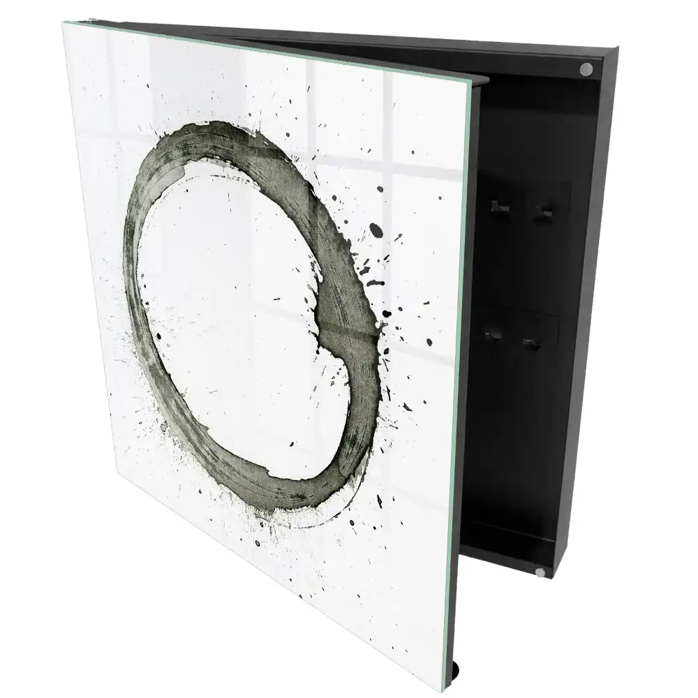 Minimalistický box na klíče s motivem kruhu a cákanců barvy