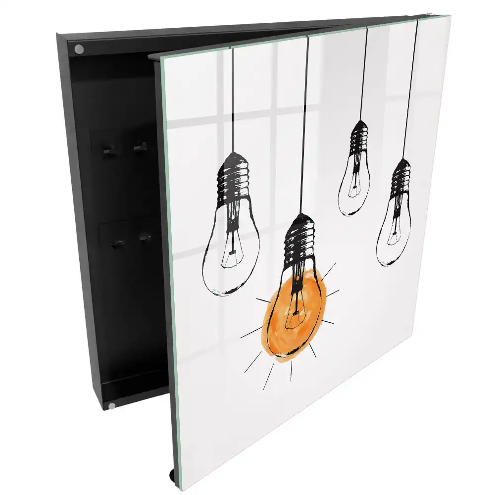 Kreativní schránka na klíče se čtyřmi žárovkami v jednoduchém designu