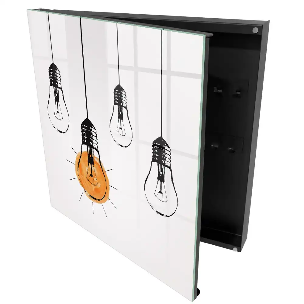 Kreativní schránka na klíče se čtyřmi žárovkami v jednoduchém designu