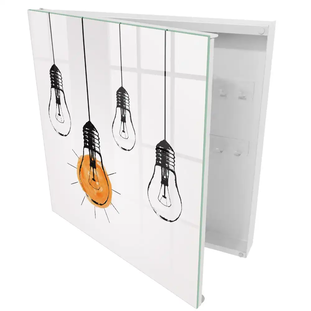 Kreativní schránka na klíče se čtyřmi žárovkami v jednoduchém designu