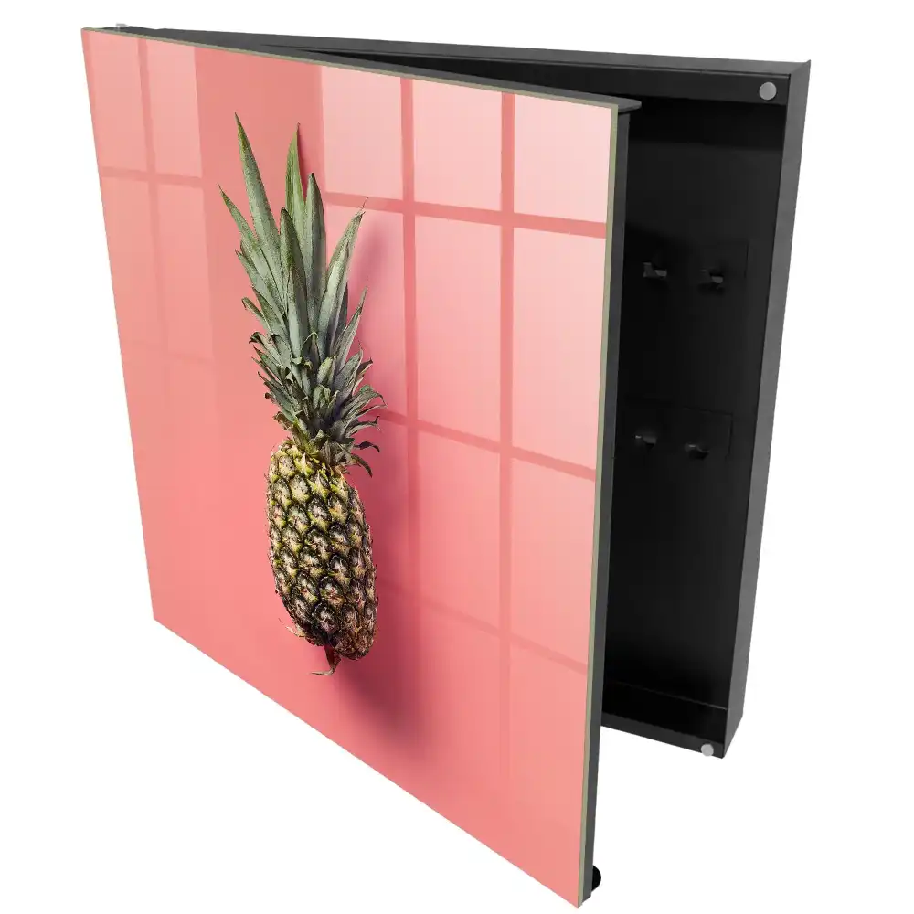 Box na klíče s motivem exotiky na růžovém pozadí