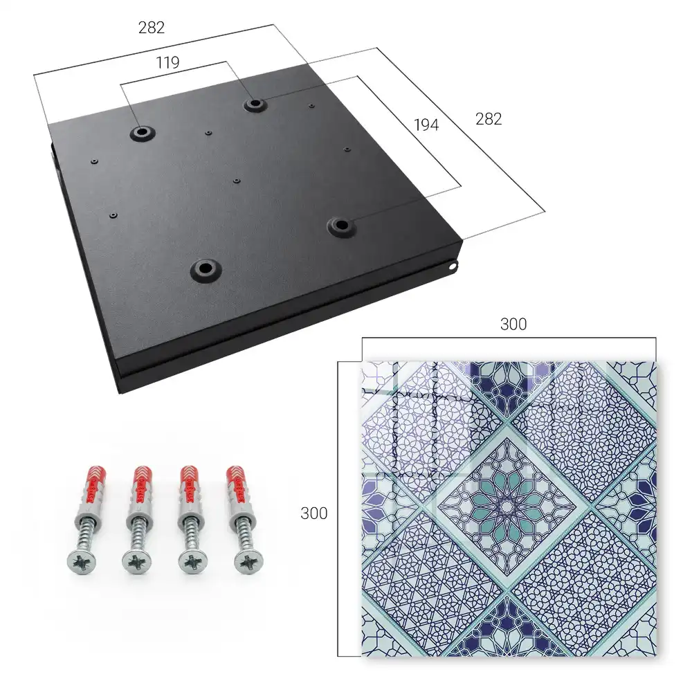 Nástěnná schránka na klíče s geometrickým designem v modrých odstínech