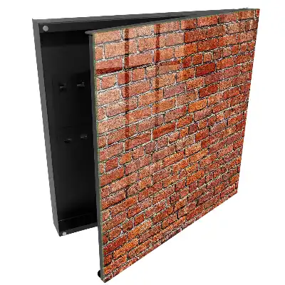Box na klíče s motivem cihlové zdi v teplých odstínech