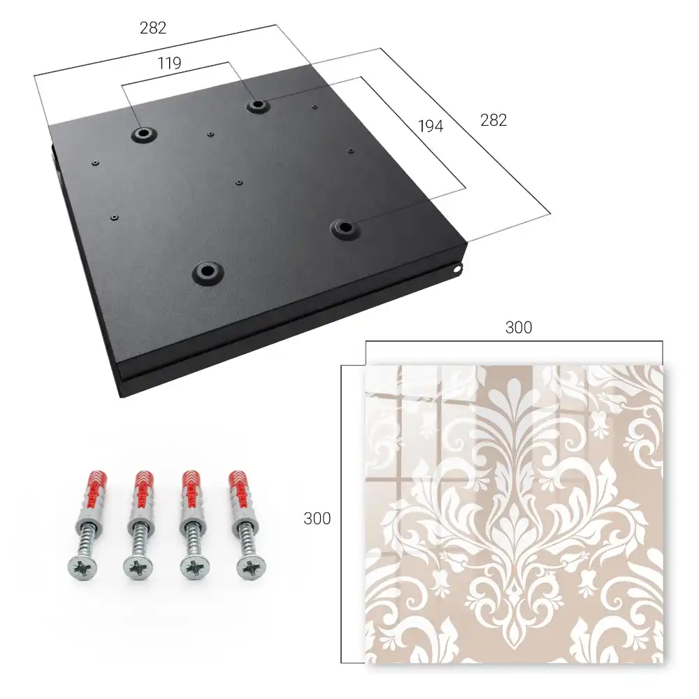 Elegantní box na klíče s béžovým pozadím a bílými symetrickými vzory